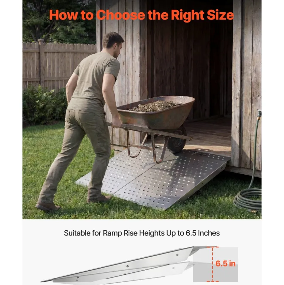 VEVOR Threshold Ramp for Doorways, 29.5 x 24.3 in, Platform Aluminum Wheelchair Ramp, Non-Slip Door Threshold Ramps, 750 lbs Load Capacity, for Home Steps, Curbs, Wheelchairs, Walkers, Scooter, Carts