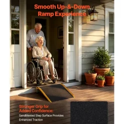 VEVOR Threshold Ramp for Doorways, 26.4 x 31.9 in, Platform Aluminum Wheelchair Ramp with Adjustable Height, Non-Slip Door Threshold Ramps, 400 lbs Load Capacity, for Home Steps, Wheelchairs, Walkers