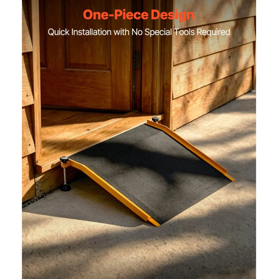 VEVOR Threshold Ramp for Doorways, 26.4 x 31.9 in, Platform Aluminum Wheelchair Ramp with Adjustable Height, Non-Slip Door Threshold Ramps, 400 lbs Load Capacity, for Home Steps, Wheelchairs, Walkers