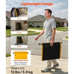 VEVOR Threshold Ramp for Doorways, 26.4 x 31.9 in, Platform Aluminum Wheelchair Ramp with Adjustable Height, Non-Slip Door Threshold Ramps, 400 lbs Load Capacity, for Home Steps, Wheelchairs, Walkers