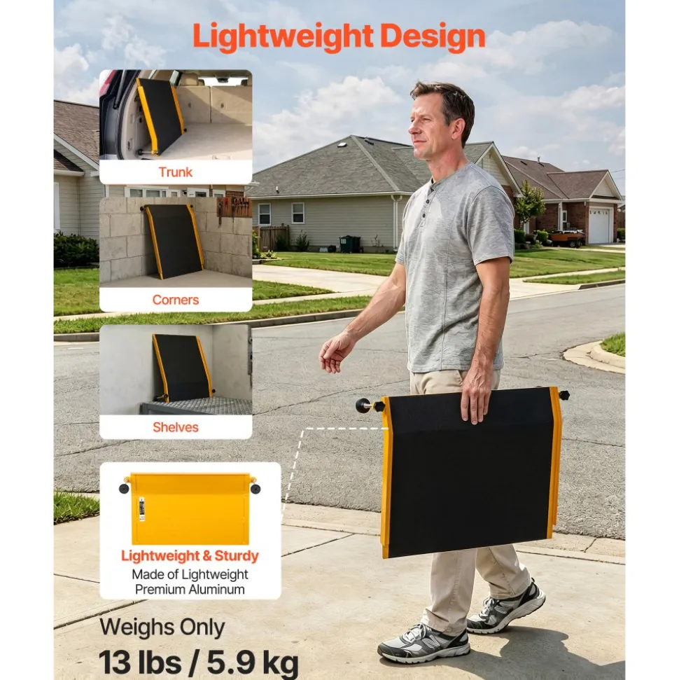 VEVOR Threshold Ramp for Doorways, 26.4 x 31.9 in, Platform Aluminum Wheelchair Ramp with Adjustable Height, Non-Slip Door Threshold Ramps, 400 lbs Load Capacity, for Home Steps, Wheelchairs, Walkers