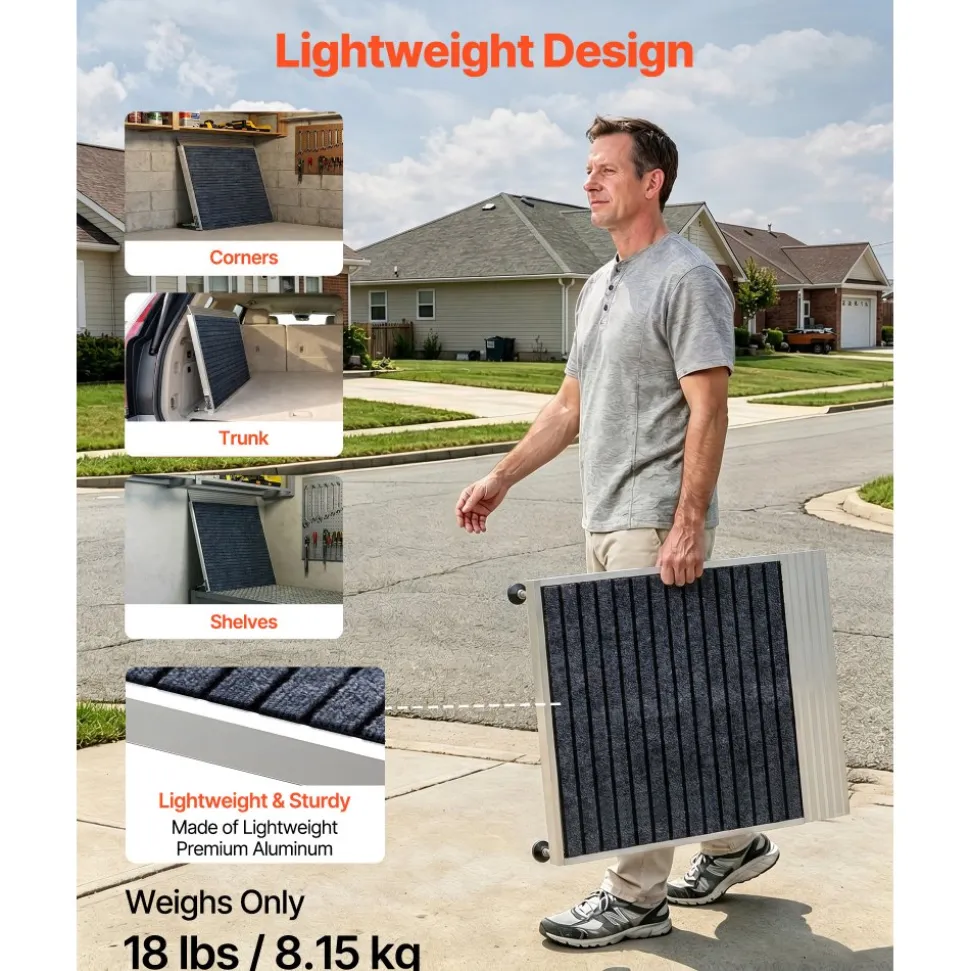 VEVOR Threshold Ramp for Doorways, 24 x 35.8 in, Platform Aluminum Wheelchair Ramp with Adjustable Height, Non-Slip Door Threshold Ramps, 800 lbs Load Capacity, for Home Steps, Wheelchairs, Walkers