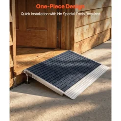 VEVOR Threshold Ramp for Doorways, 24 x 35.8 in, Platform Aluminum Wheelchair Ramp with Adjustable Height, Non-Slip Door Threshold Ramps, 800 lbs Load Capacity, for Home Steps, Wheelchairs, Walkers