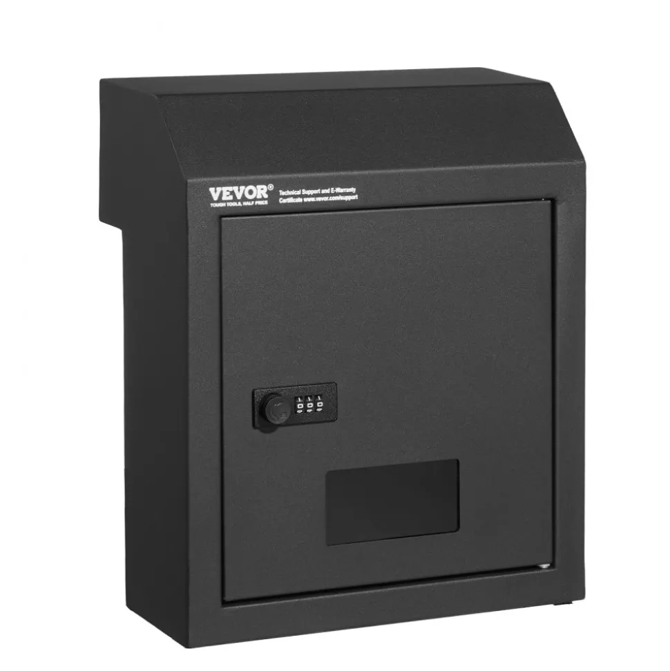 VEVOR Through The Door Key Drop Box, Heavy Duty Steel Through the Door Mailbox with 12" Combination Lock, Mail Drop Box, Black