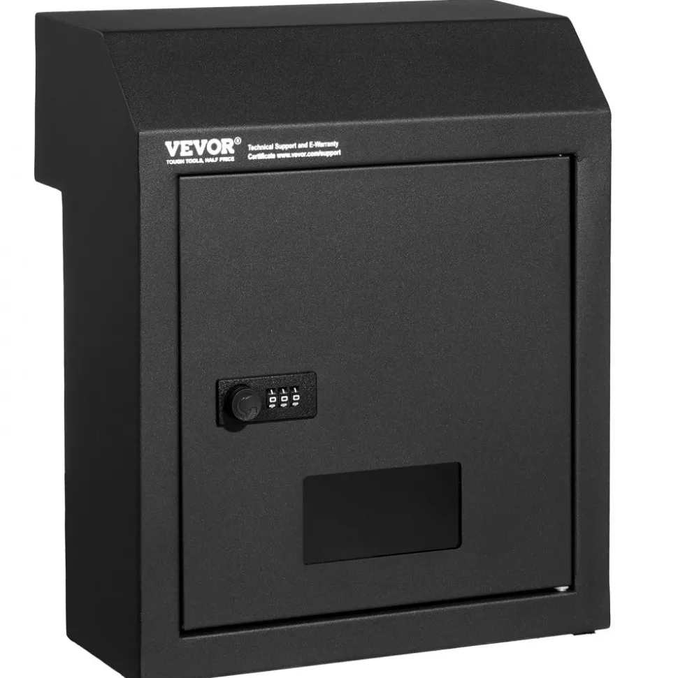 VEVOR Through The Door Key Drop Box, Heavy Duty Steel Through the Door Mailbox with 12" Combination Lock, Mail Drop Box, Black