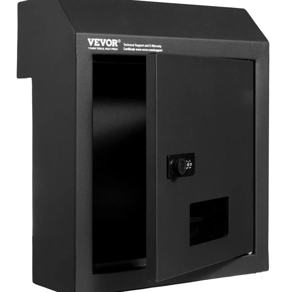 VEVOR Through The Door Key Drop Box, Heavy Duty Steel Through the Door Mailbox with 12" Combination Lock, Mail Drop Box, Black