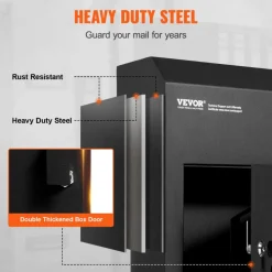 VEVOR Through The Door Key Drop Box, Heavy Duty Steel Through the Door Mailbox with 1.8" 12" Key Lock, 12x6x16" Mail Drop Box, Black