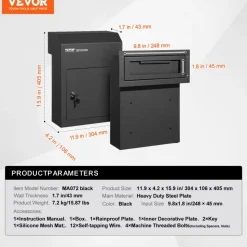 VEVOR Through The Door Key Drop Box, Heavy Duty Steel Through the Door Mailbox with 1.8