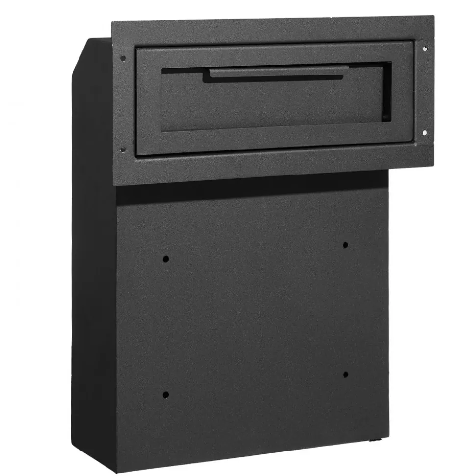 VEVOR Through The Door Key Drop Box, Heavy Duty Steel Through the Door Mailbox with 1.8" 12" Key Lock, 12x6x16" Mail Drop Box, Black