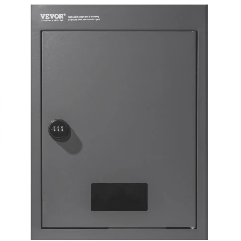 VEVOR Through The Wall Drop Box, Heavy Duty Steel Through The Wall Mailbox with 2.8-7.9" 13" Combination Lock, 12.5x6.3x16.9 Mail Drop Box, Dark Gray