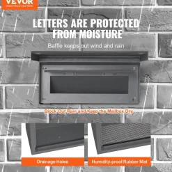 VEVOR Through The Wall Drop Box, Heavy Duty Steel Through The Wall Mailbox with 2.8-7.9