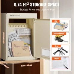 VEVOR Through The Wall Drop Box, Heavy Duty Steel Through the Wall Mailbox with 2.8-7.9