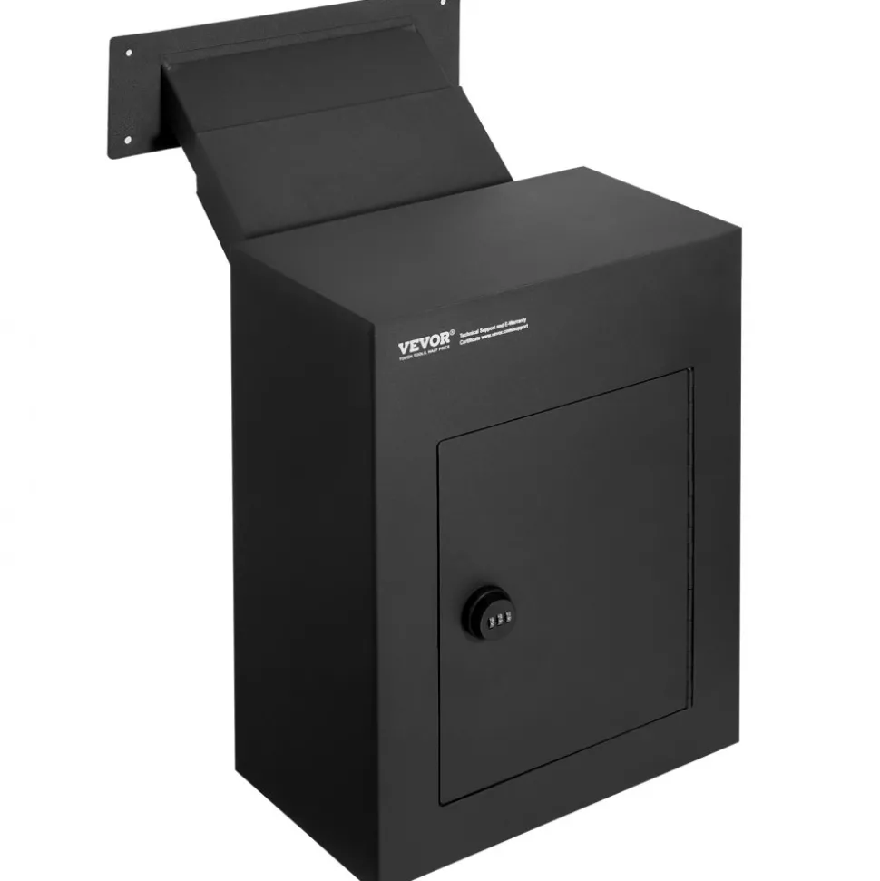 VEVOR Through The Wall Drop Box, Heavy Duty Steel Through the Wall Mailbox with 2.8-7.9" 13" Combination Lock, 13x7x17" Mail Drop Box, Black