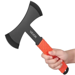VEVOR Throwing Axes and Tomahawks, 3 Pack 11.9 inch Double Bit Axe Throwing Hatchet Set, Stainless Steel Head with Non-Slip TPR Rubber Handle, with Black Nylon Sheath, for Recreation and Competition