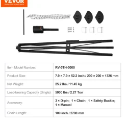 VEVOR 5th Wheel Tripod Stabilizer, 5000 LBS Load Capacity Tripod Fifth Wheel Stabilizer, 35"-57" Adjustable Height RV Gooseneck Stabilizer, Tripod Jack for Fifth-Wheel Trailers, RVs, and Campers