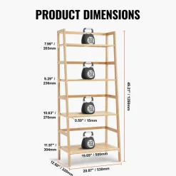 VEVOR 4-Tier Bamboo Ladder Shelf, Trapezoid Open Bookcase, Display Storage Rack Organizer, Freestanding Flower Plant Stand, Ladder Bookshelf Ideal for Bathroom, Bedroom, Office, Study, Natural
