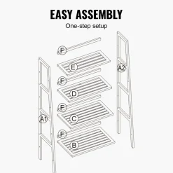 VEVOR 4-Tier Bamboo Ladder Shelf, Trapezoid Open Bookcase, Display Storage Rack Organizer, Freestanding Flower Plant Stand, Ladder Bookshelf Ideal for Bathroom, Bedroom, Office, Study, Natural
