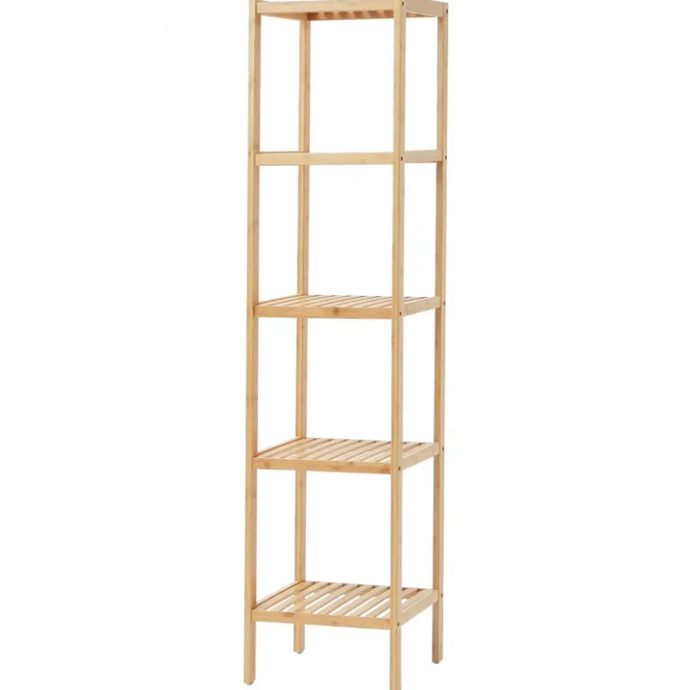 VEVOR 5-Tier Bathroom Standing Shelf, Narrow Shelving Unit, Display Storage Rack Organizer, Freestanding Flower Plant Stand, Multifunctional Bamboo Shelf Ideal for BathRoom, Kitchen, Home, Natural