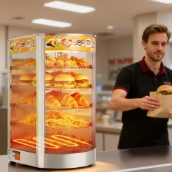 VEVOR 5-Tier Commercial Food Warmer Display, 800W Food Display Warmer with LED Light, Adjustable Shelf and Stainless Steel Frame, 86℉~185℉ Air Heating, 60L for Hamburger, Pizza, Bread, Fried Chicken