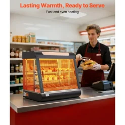 VEVOR 3-Tier Commercial Food Warmer Display, 1200W Food Display Warmer with LED Light, Top Storage and Adjustable Shelves, 86℉~185℉ Steam Heating, 106Qt/100L for Hamburger, Pizza, Bread, Fried Chicken