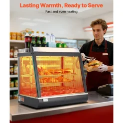 VEVOR 3-Tier Commercial Food Warmer Display, 1200W Food Display Warmer with LED Light, Top Storage and Adjustable Shelves, 86℉~185℉ Steam Heating, 75L for Hamburger, Pizza, Bread, Fried Chicken