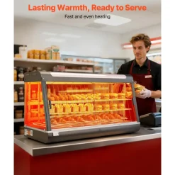 VEVOR 3-Tier Commercial Food Warmer Display, 1600W Food Display Warmer with LED Light, Top Storage and Adjustable Shelves, 86℉~185℉ Steam Heating, 190Qt/180L for Hamburger, Pizza, Bread, Fried Chicken
