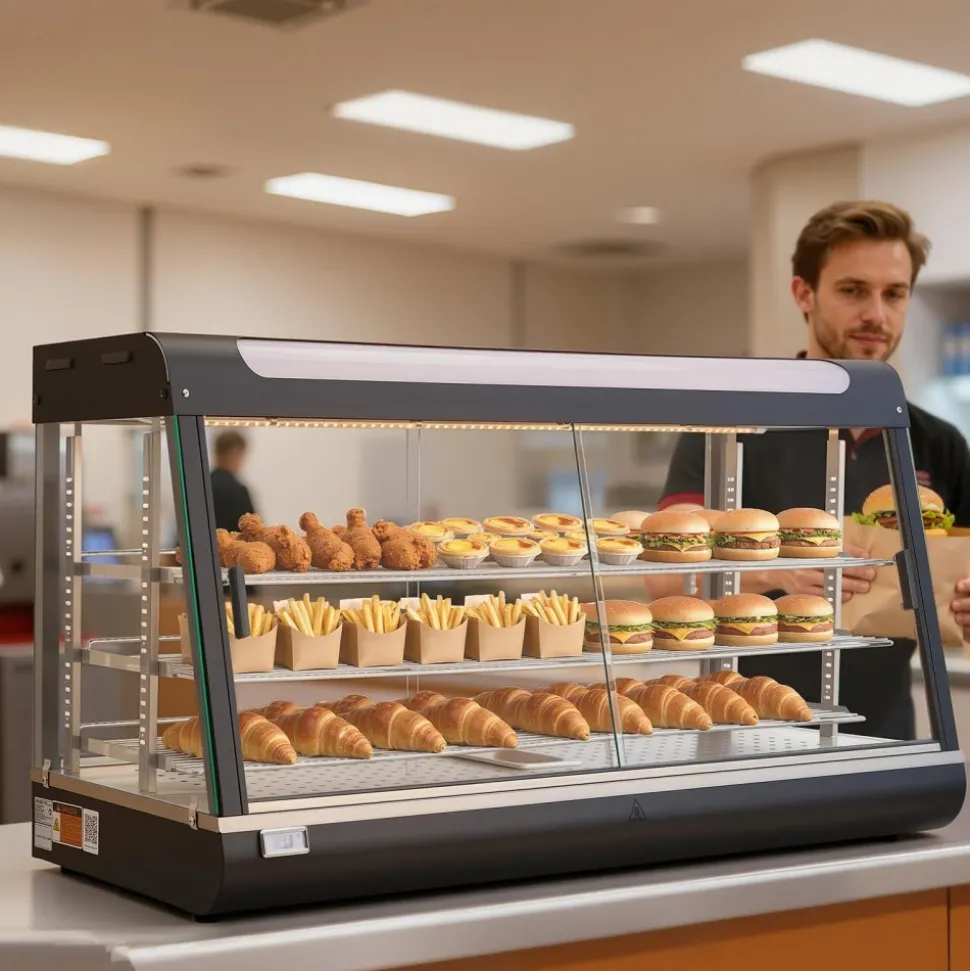 VEVOR 3-Tier Commercial Food Warmer Display, 1600W Food Display Warmer with LED Light, Top Storage and Adjustable Shelves, 86℉~185℉ Steam Heating, 190Qt/180L for Hamburger, Pizza, Bread, Fried Chicken