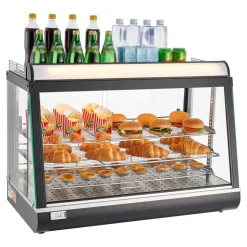 VEVOR 3-Tier Commercial Food Warmer Display, 1400W Food Display Warmer with LED Light, Top Storage and Adjustable Shelves, 86℉~185℉ Steam Heating, 137Qt/130L for Hamburger, Pizza, Bread, Fried Chicken