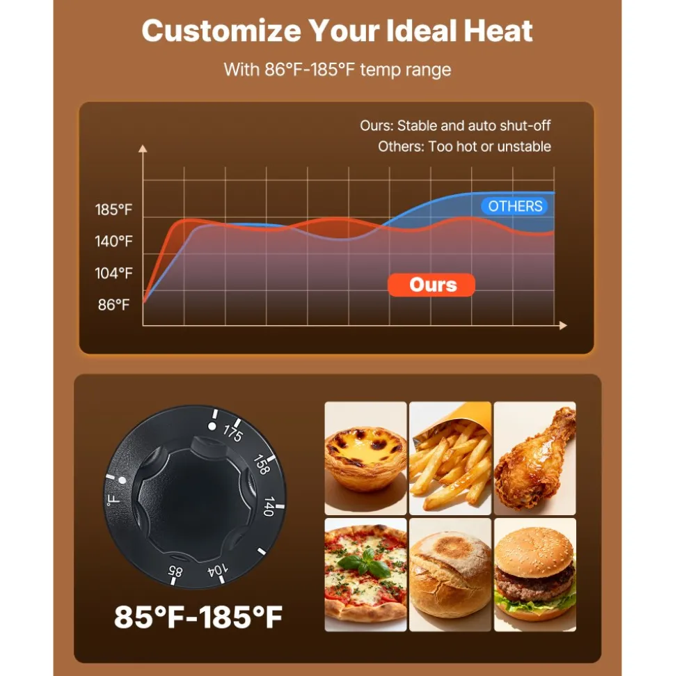 VEVOR 2-Tier Commercial Food Warmer Display, 450W Food Display Warmer with Light, Detachable Shelves and Double-Sided Door Design, 85℉~185℉ Air Heating, 48L for Hamburger, Pizza, Bread, Fried Chicken