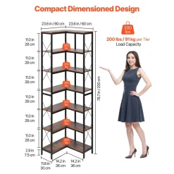 VEVOR 7 Tier Corner Bookshelf, 79