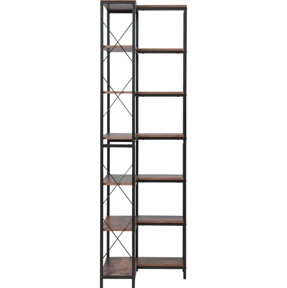 VEVOR 7 Tier Corner Bookshelf, 79" Tall Corner Bookcase with Heavy Duty Metal Frame & Wooden Shelves, Industrial Reversible L Shaped Corner Display Shelf for Bedroom, Living Room, Office