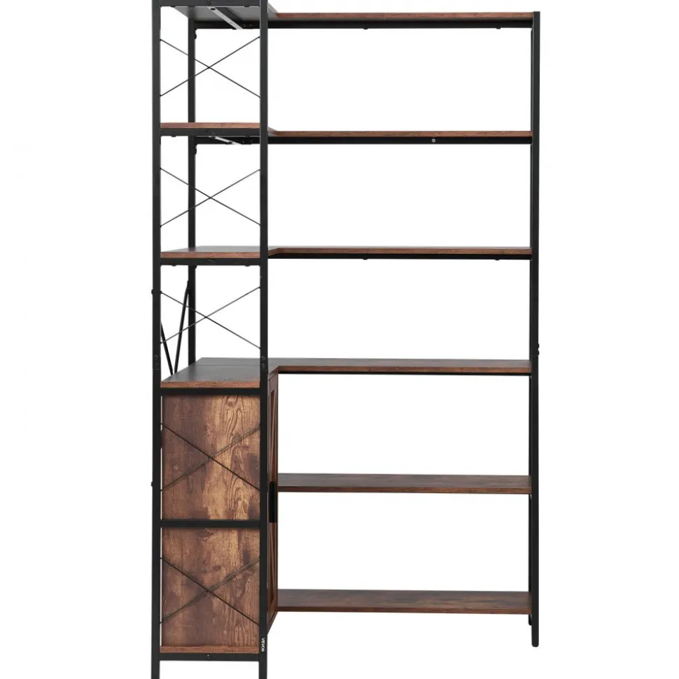 VEVOR 6 Tier Corner Bookshelf, 70" Tall Corner Bookcase with Storage Cabinet, 2 Barn Doors & 10 Storage Shelves, Farmhouse L Shaped Corner Display Shelf for Bedroom, Living Room, Office