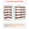 VEVOR 5 Tier Corner Bookshelf with 4 Hooks, 65.4" Tall Corner Bookcase with Heavy Duty Metal Frame & Wooden Shelves, Industrial L Shaped Corner Display Shelf for Bedroom, Living Room, Office