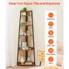 VEVOR 5 Tier Corner Shelf, 70" Tall Corner Bookshelf with Metal Frame & Wooden Shelves, Industrial Corner Ladder Shelf for Living Room, Bedroom, Office, Rustic Brown