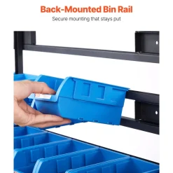 VEVOR 7-Tier Double-Sided Rolling Bin Storage Rack, 94 Plastic Bins, Dual-Sided Parts Organizer with Wheels, Mobile Tool Organizer for Garage, Warehouse, Office, Restaurant, Classroom, Kitchen