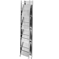 VEVOR 5-Tier Foldable Storage Shelf, 32W x 14D x 72H Inch Folding Metal Rack Shelving Unit, No Assembly Organizer Shelf with 5 Wheels & 4 Hooks for Pantry, Kitchen, Garage, Basement, Grey