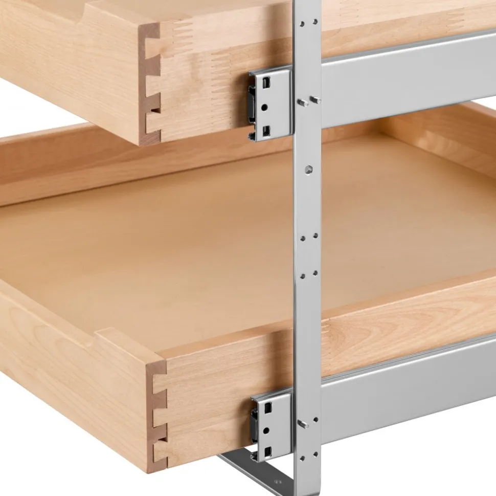VEVOR 2 Tier Pull Out Cabinet Organizer, 20"W x 21"D Cabinet Drawer, Soft Close Slide out Shelf, Heavy-Duty Sliding Wood Drawer, Adjustable Base Cabinet Organization for Kitchen Pantry Bathroom
