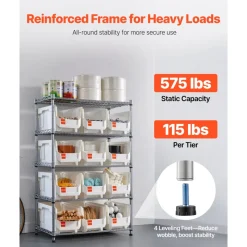 VEVOR 7-Tier Rolling Bin Storage Rack, 18 Organizer Bins, Bin Rack Storage Steel Wire Shelving System with Wheels, Mobile Tool Organizer for Garage, Warehouse, Office, Restaurant, Classroom, Kitchen