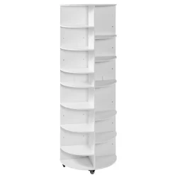 VEVOR 7 Tier Rotating Shoe Rack Tower with Adjustable Shelves, Movable 360° Spinning Carousel Display with Wheels, Lazy Susan Organizer Closet for Bedroom, Living Room, Entryway, Closet, White