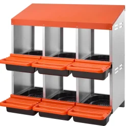 VEVOR 2 Tiers Chicken Nesting Boxes, 6 Compartments, Metal Egg Laying Boxes with Protective Collection Lids, Roll Out Nesting Box, Easy to Assemble, Ideal for Hens, Ducks, Chickens, and Other Poultry