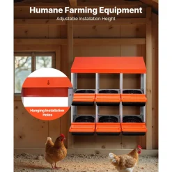 VEVOR 2 Tiers Chicken Nesting Boxes, 6 Compartments, Metal Egg Laying Boxes with Protective Collection Lids, Roll Out Nesting Box, Easy to Assemble, Ideal for Hens, Ducks, Chickens, and Other Poultry
