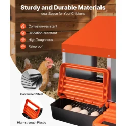 VEVOR 2 Tiers Chicken Nesting Boxes, 6 Compartments, Metal Egg Laying Boxes with Protective Collection Lids, Roll Out Nesting Box, Easy to Assemble, Ideal for Hens, Ducks, Chickens, and Other Poultry