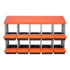 VEVOR 2 Tiers Chicken Nesting Boxes, 10 Compartments, Metal Egg Laying Boxes with Protective Collection Lids, Roll Out Nesting Box, Easy to Assemble, Ideal for Hens, Ducks, Chickens, and Other Poultry