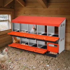 VEVOR 2 Tiers Chicken Nesting Boxes, 10 Compartments, Metal Egg Laying Boxes with Protective Collection Lids, Roll Out Nesting Box, Easy to Assemble, Ideal for Hens, Ducks, Chickens, and Other Poultry