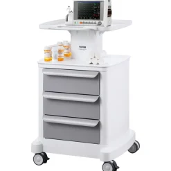 VEVOR 4 Tiers Lab Carts, Lab Utility Cart with 3 Drawers & 1 Top Tray, Mobile Medical Cart with ABS Material, Lab Rolling Cart with 4 Silent Wheels for Lab, Clinic, Hospital, Salon, White