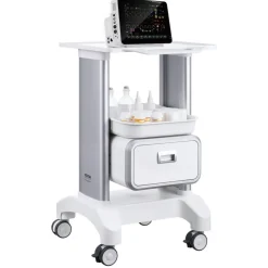 VEVOR 2 Tiers Lab Carts, Lab Utility Cart with 1 Drawer & 1 Top Tray, Mobile Medical Cart with ABS Material, Lab Rolling Cart with 4 Silent Wheels for Lab, Clinic, Hospital, Salon, White