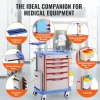VEVOR 5 Tiers Lab Carts, Lab Utility Cart with 5 Drawers & 4 Silent Wheels, Mobile Medical Cart with PP Material, Lab Rolling Cart with 2 Trash Cans for Lab, Clinic, Hospital, Salon, Blue