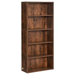 VEVOR 5 Tiers Narrow Bookshelf, 53 in Wooden Open Bookcase with Height-Adjustable Shelf, Freestanding Tall Display Storage Floor Bookcase Bookshelf for Library, Bedroom, Living Room, Office, Brown