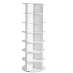 VEVOR 7 Tiers Rotating Shoe Rack Tower, 360° Spinning Shoe Rack, Revolving Storage Round Carousel Display, Freestanding Lazy Susan Organizer Display for Bedroom, Living Room, Entryway, Closet, White