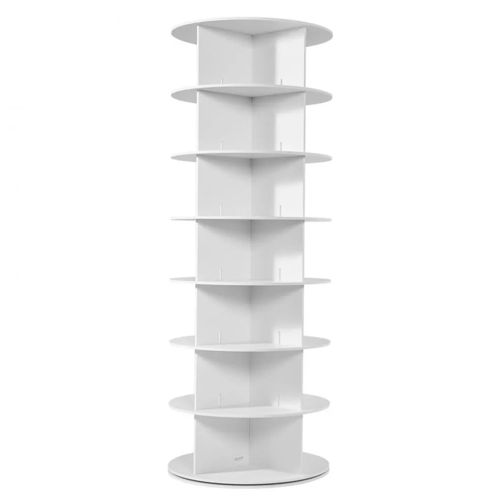 VEVOR 7 Tiers Rotating Shoe Rack Tower, 360° Spinning Shoe Rack, Revolving Storage Round Carousel Display, Freestanding Lazy Susan Organizer Display for Bedroom, Living Room, Entryway, Closet, White